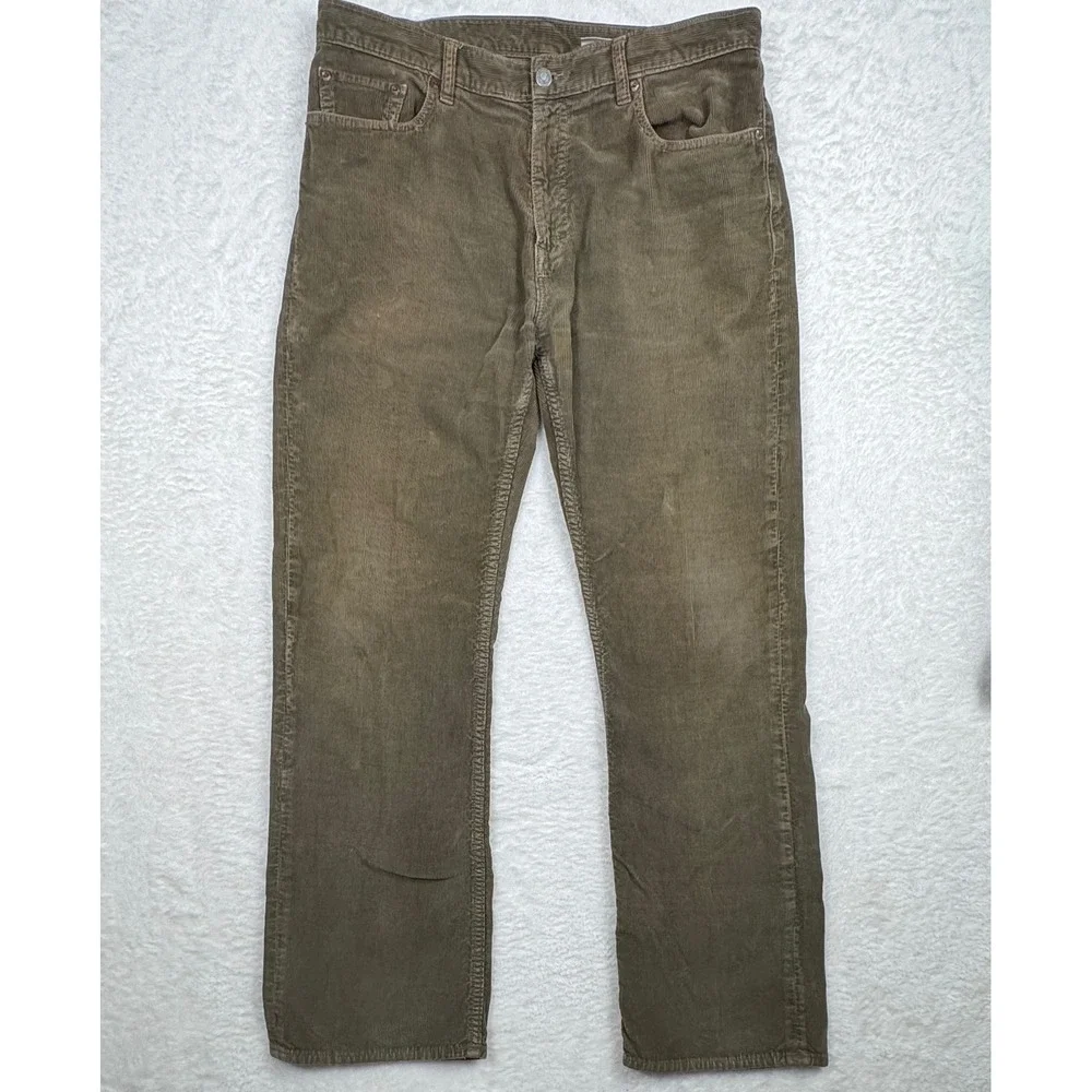 Banana Republic Corduroy Pants Mens 35x32‎ Green Gorpcore Straight Leg 0879